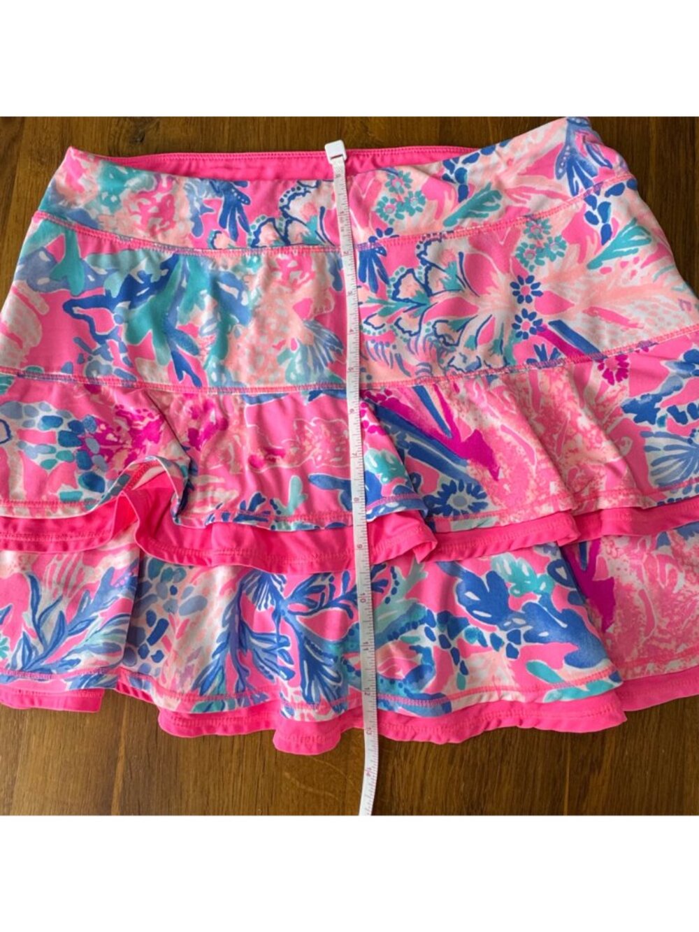 LILLY PULITZER Luxletic Skort Womens S Pink Blue Coral Ruffle Tennis Pickleball - Picture 10 of 10
